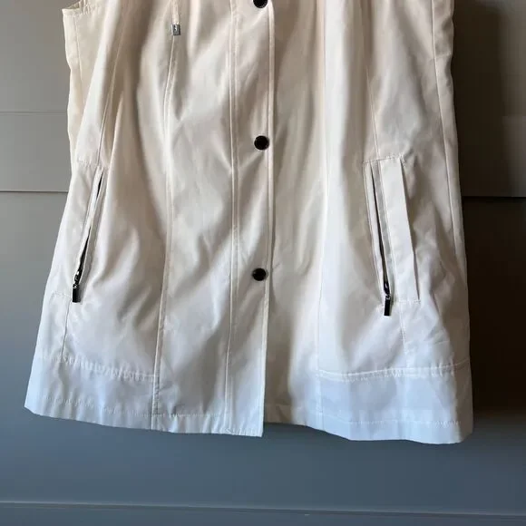 Coldwater Creek Women Ivory Hooded Long Vest Jacket Petite Large Water Repellent - Picture 3 of 13